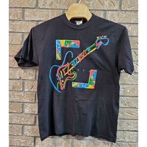 Vintage Neon Electric Guitar Shirt Men Size XL Made in USA 1995 Music‎ Rock